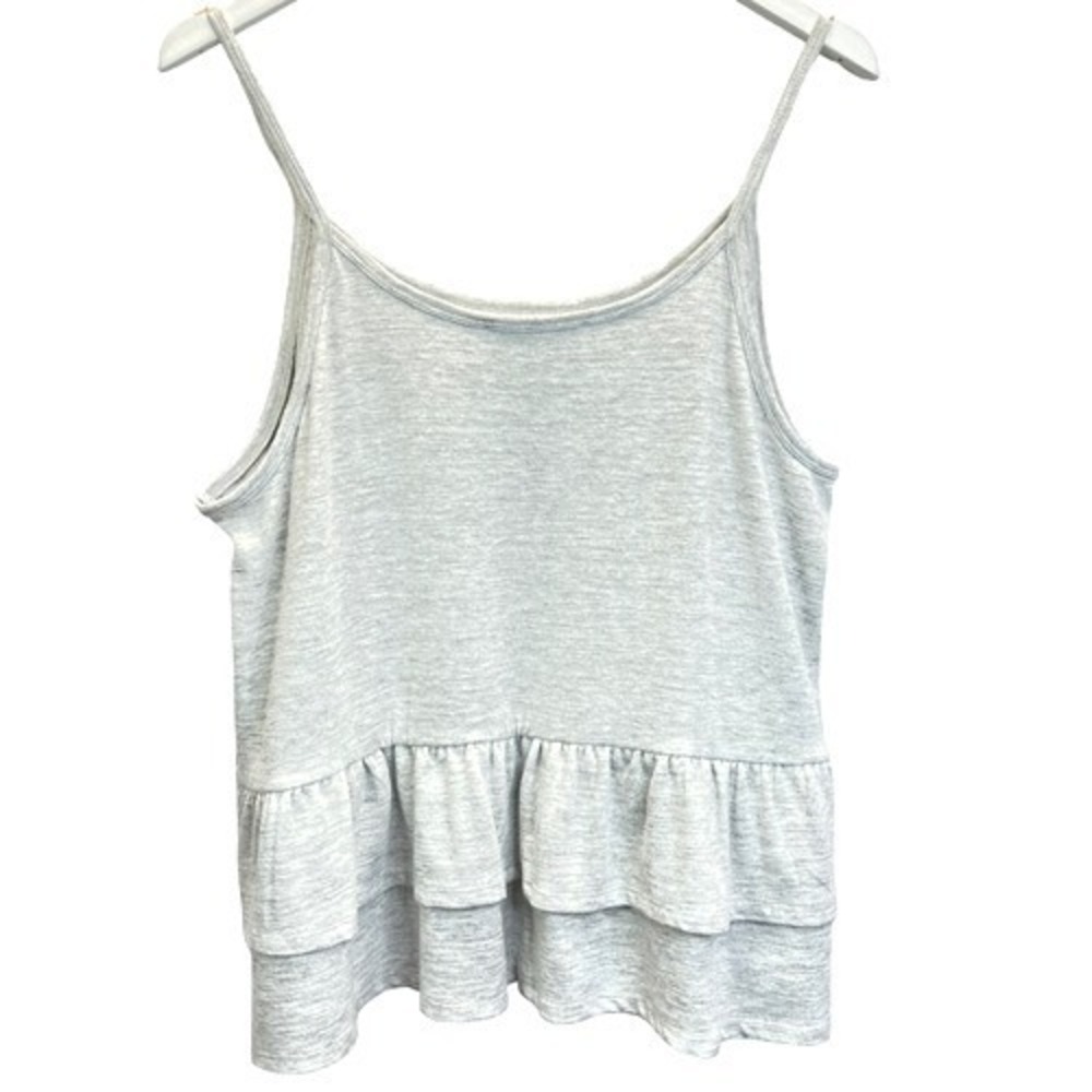 LOFT Cami Tank Top Tiered Ruffle Hem XXL Grey Heathered Spaghetti Strap New